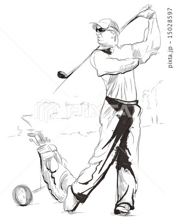 Golf Player An hand drawn and painted illustration 15028597