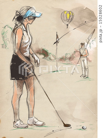 Golf Player An hand drawn and painted illustration 15028602