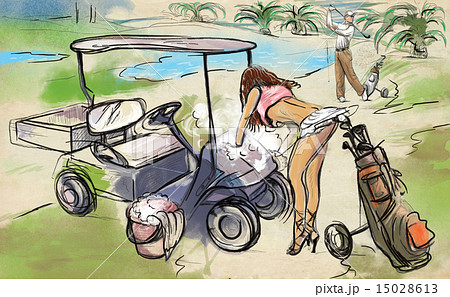 Golf Player An hand drawn and painted illustration Golf Player An hand drawn and painted illustration 15028613