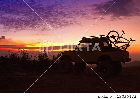 Off Road Car On The Mountain Silhouette shot Off Road Car On The Mountain Silhouette shot 15030172