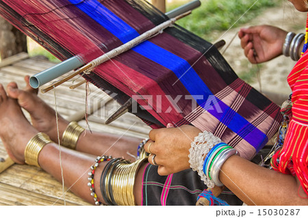 Woman working at the loom. thai national crafts. 15030287
