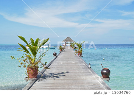Pier leading to passenger boats at maldive 15034760