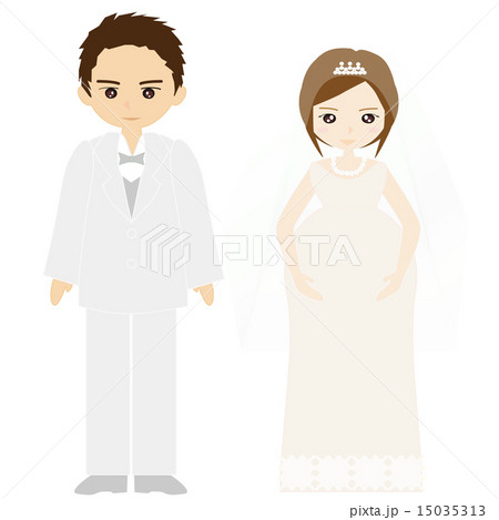 授かり婚の結婚式カップルのイラスト素材