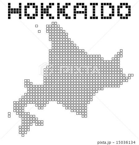 北海道ドット地図 フレーム のイラスト素材