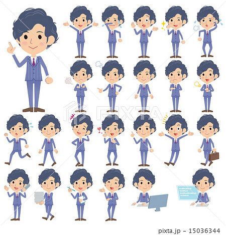 ストライプスーツパーマ男性のイラスト素材