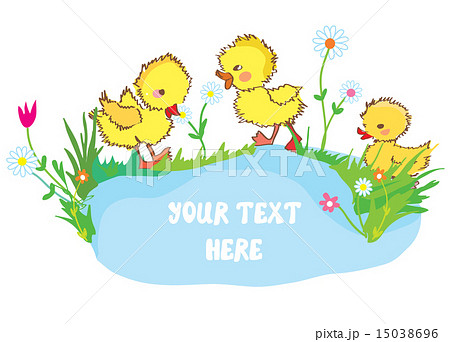 Banner with ducks, pond and flowers Banner with ducks, pond and flowers 15038696