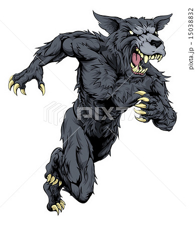 Wolf sports mascot or werewolf runningのイラスト素材 [15038832