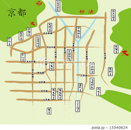 Temples And Spy Maps In Kyoto Stock Illustration