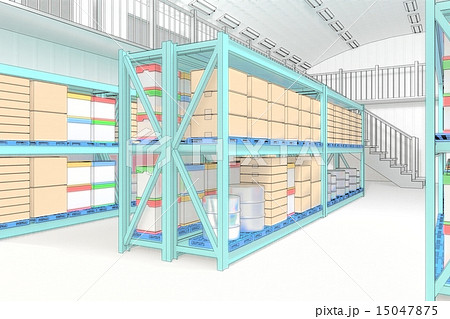 倉庫の内部のイラスト素材