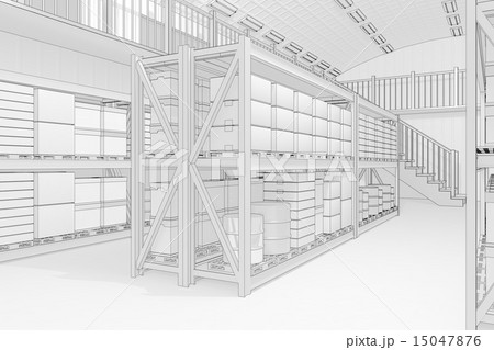 倉庫の内部のイラスト素材