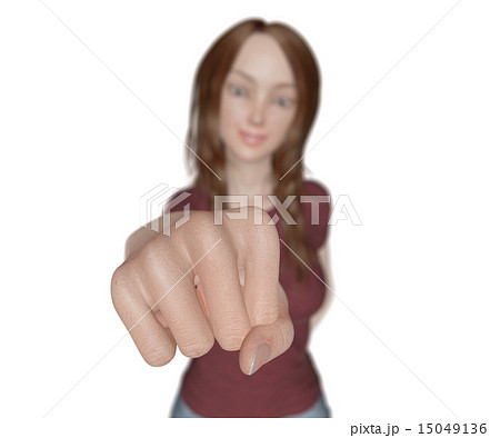 握りこぶしを出す女性 リアル ３dcg イラスト素材のイラスト素材