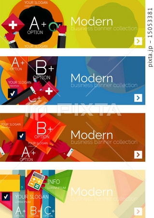 Collection of flat web infographic concepts and banners, various universal set 15053381