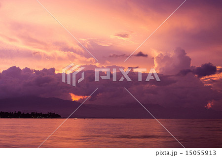 Vibrant tropical sunset at Bali indonesia 15055913