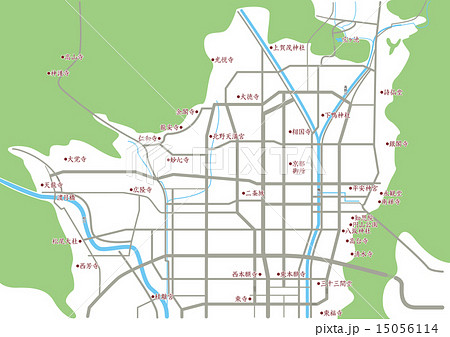 京都の略地図のイラスト素材