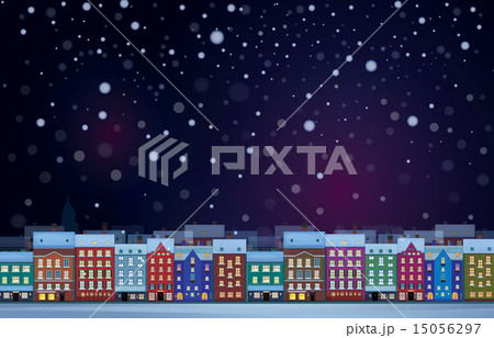 Vector of winter  night cityscape. 15056297