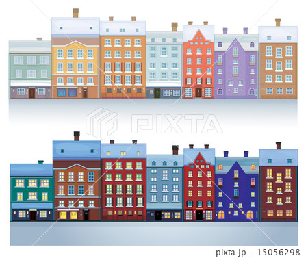 Vector  winter city isolated,  day and night time. 15056298
