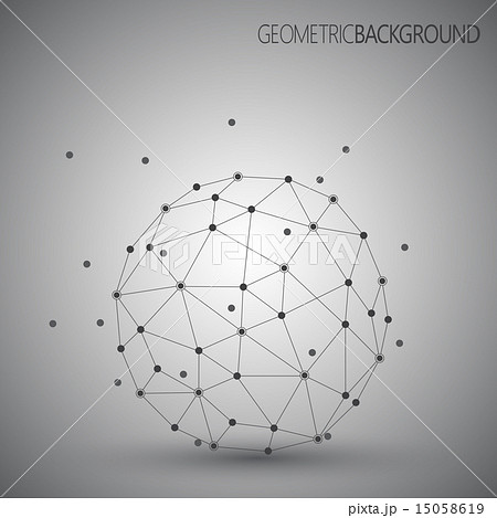 3D abstract vector technology. Geometric round unusual object on Grey background 15058619