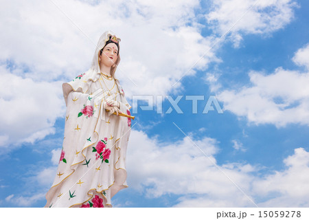 white sculture of Chinese god with blue sky white sculture of Chinese god with blue sky 15059278