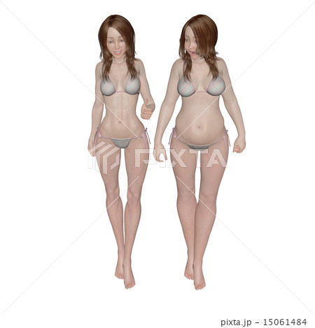 ダイエット　ビフォーアフター　perming イラスト素材 15061484