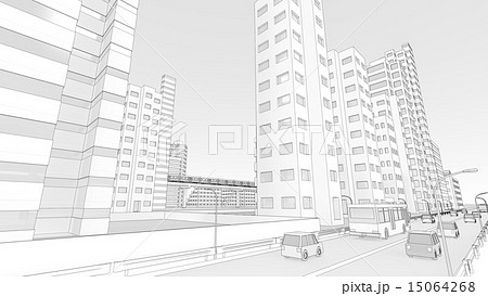 オフィスビル街と車道 オフィスビル街と車道 15064268