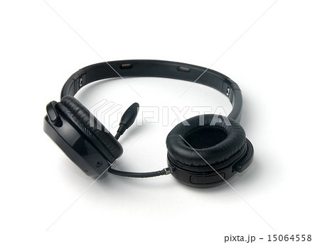 Black headphones isolated on a white background Black headphones isolated on a white background 15064558