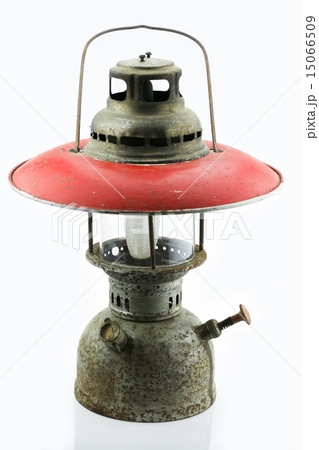 Old or vintage hurricane lamp on white background, 15066509
