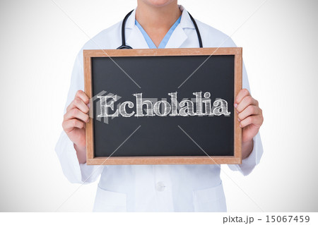 Echolalia against doctor showing little blackboard Echolalia against doctor showing little blackboard 15067459