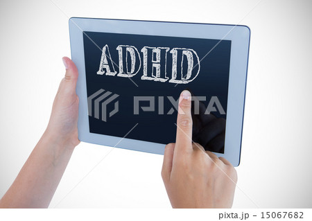 Adhd against woman using tablet pc 15067682