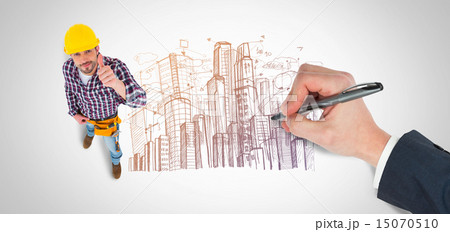 Composite image of hand writing with a pen 15070510