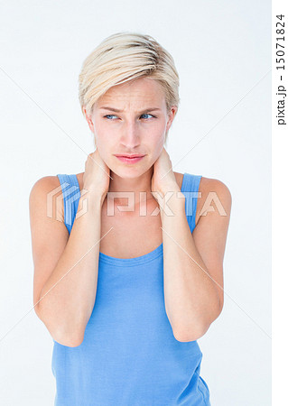 Woman suffering from neck pain Woman suffering from neck pain 15071824
