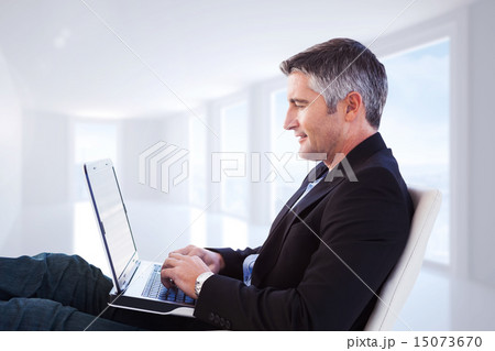 Composite image of businessman using laptop Composite image of businessman using laptop 15073670