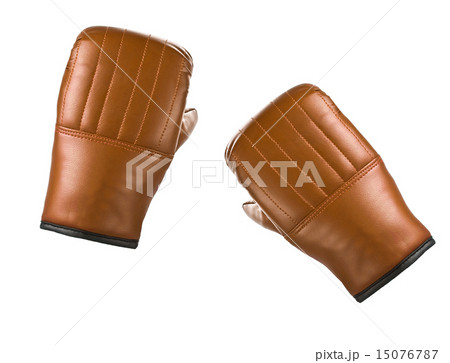 Pair of yellow leather boxing gloves Pair of yellow leather boxing gloves 15076787