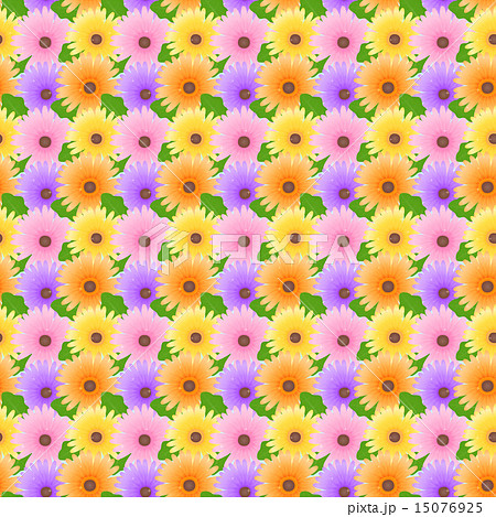 かわいいリアル系イラストのガーベラ風花パターン 背景 壁紙素材 のイラスト素材
