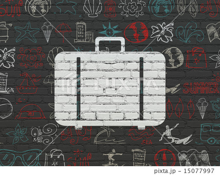 Vacation concept: Bag on wall background Vacation concept: Bag on wall background 15077997