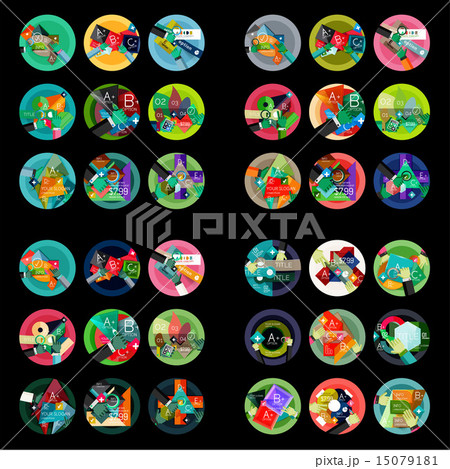 Flat design round labels, option infographics 15079181