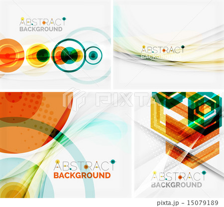 Set of abstract geometric backgrounds. Waves, triangles, lines 15079189