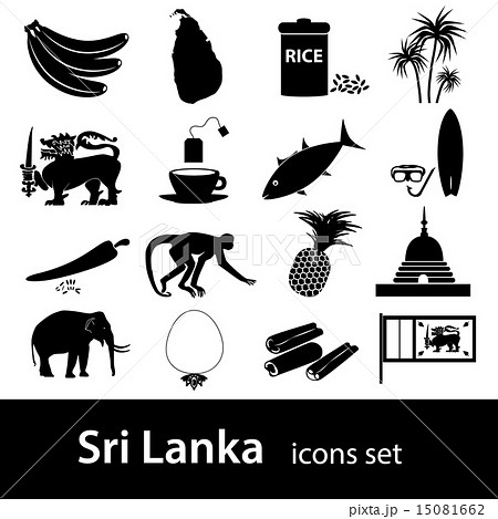 Sri-lanka country symbols black icons set eps10 15081662