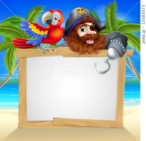 Pirate and parrot beach sign Pirate and parrot beach sign 15083073