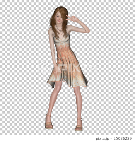 ポーズするサマードレスの女性 perming 3DCGイラスト素材 ポーズするサマードレスの女性 perming 3DCGイラスト素材 15086229