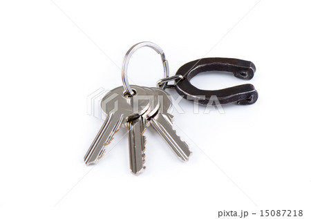 House keys with horseshoe on keyring House keys with horseshoe on keyring 15087218