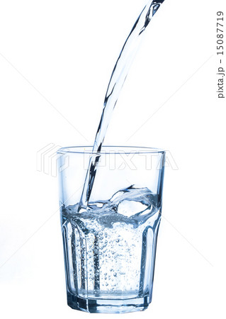 Pouring water into glass on white background Pouring water into glass on white background 15087719