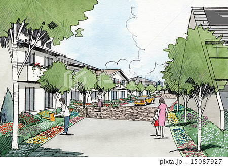 コミュニティー豊かな　町なみのスケッチ 15087927