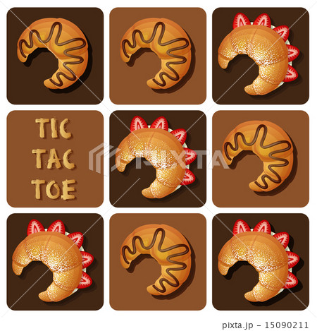 Tic-Tac-Toe of strawberry and chocolate croissant Tic-Tac-Toe of strawberry and chocolate croissant 15090211