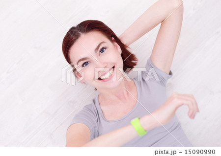 smile woman look smart watch smile woman look smart watch 15090990