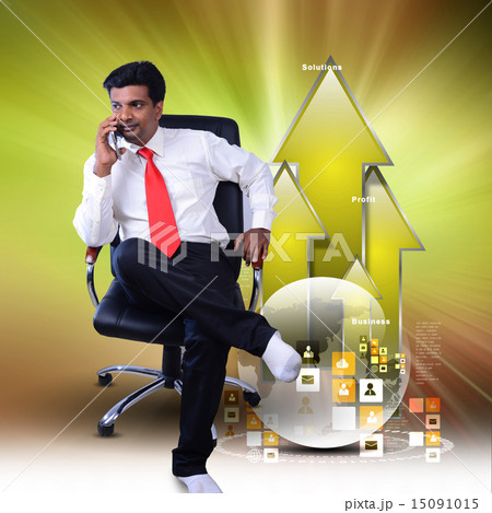 Business man sitting  growth graph 15091015