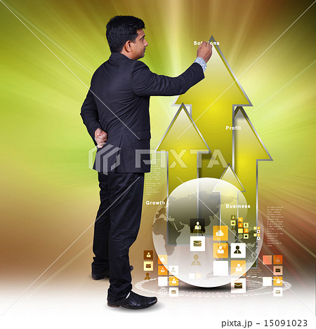 Business man showing growth graph Business man showing growth graph 15091023