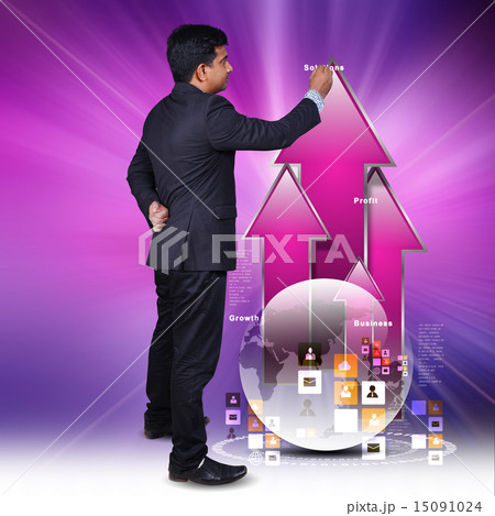 Business man showing growth graph Business man showing growth graph 15091024