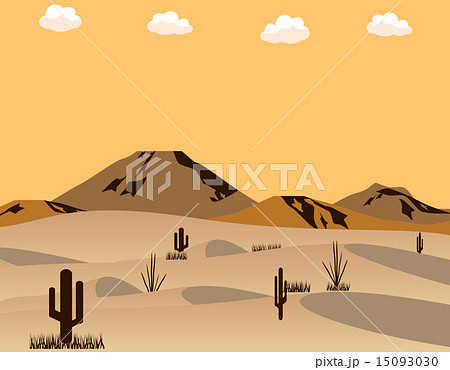砂漠 サボテン 夕日のイラスト素材