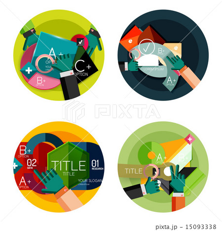 Collection of flat web infographic concepts and banners, various universal set 15093338