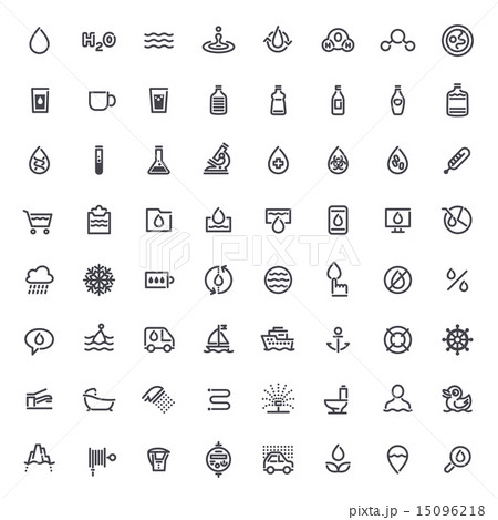 Stroke Water Icons Set 15096218